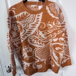 NWT-and the why-Women's Orange and White Sweater Small/Medium